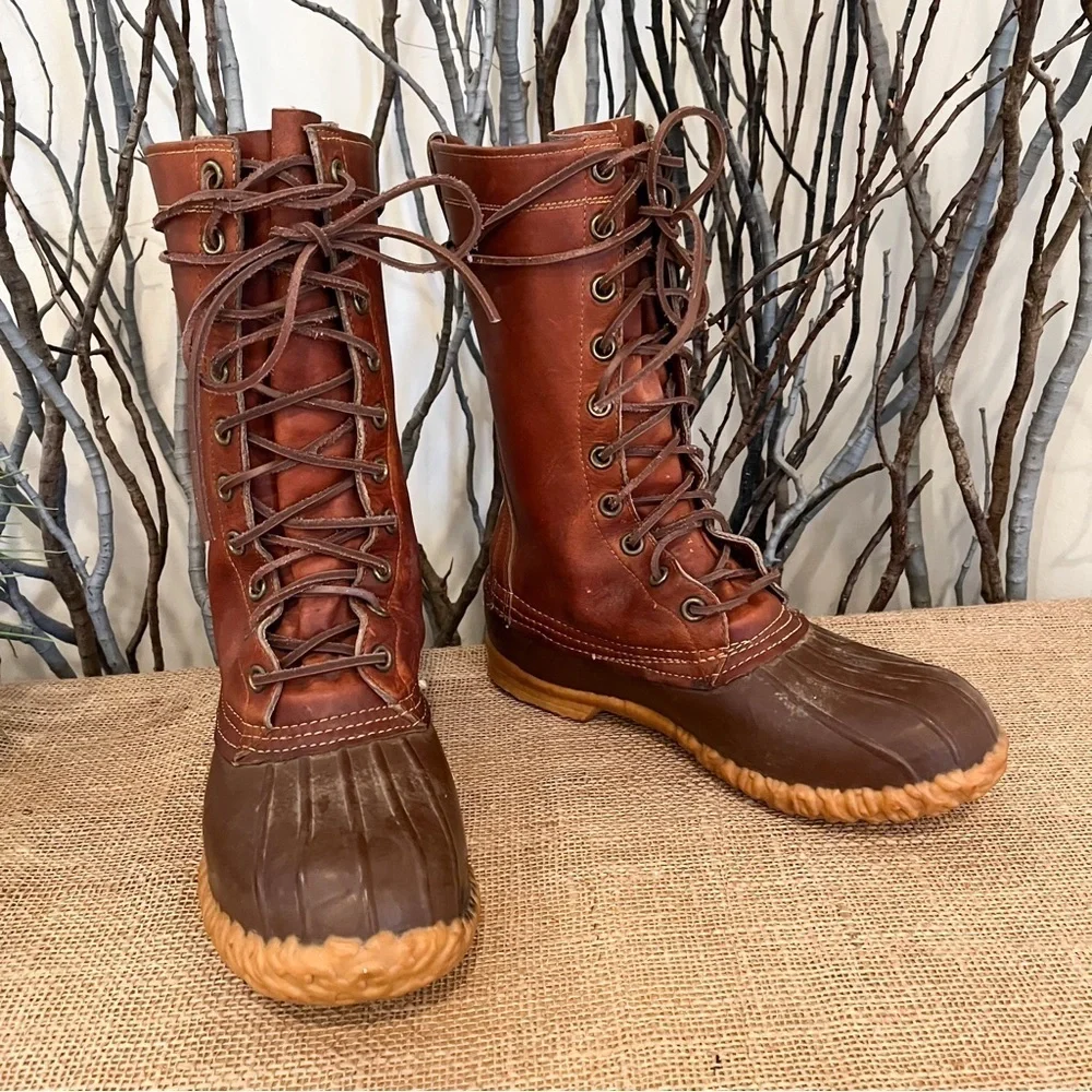 Vintage L.L. Bean Men’s Tall Maine Hunting Boots Brown Size 8 FF Waterproof
